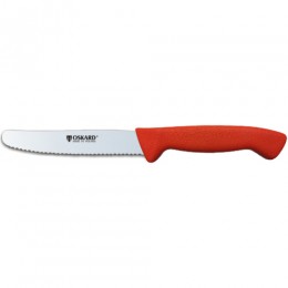 Нож кухонный Oskard NK038Z  110мм красный (зубчатый)